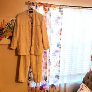2 piece linen pantsuit. The jacket is size 12 and the pants are a size 10. $40.